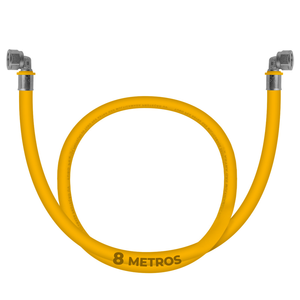 Kit 8 Metro Tubo Mangueira Gás de Cozinha Botijão Cooktop Pex 16mm Multicamadas + Cotovelos