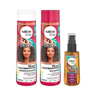 Kit Shampoo, Condicionador e Óleo de Tratamento SOS Cachos 10 em 1 Multibenefícios em Oferta na Shopee