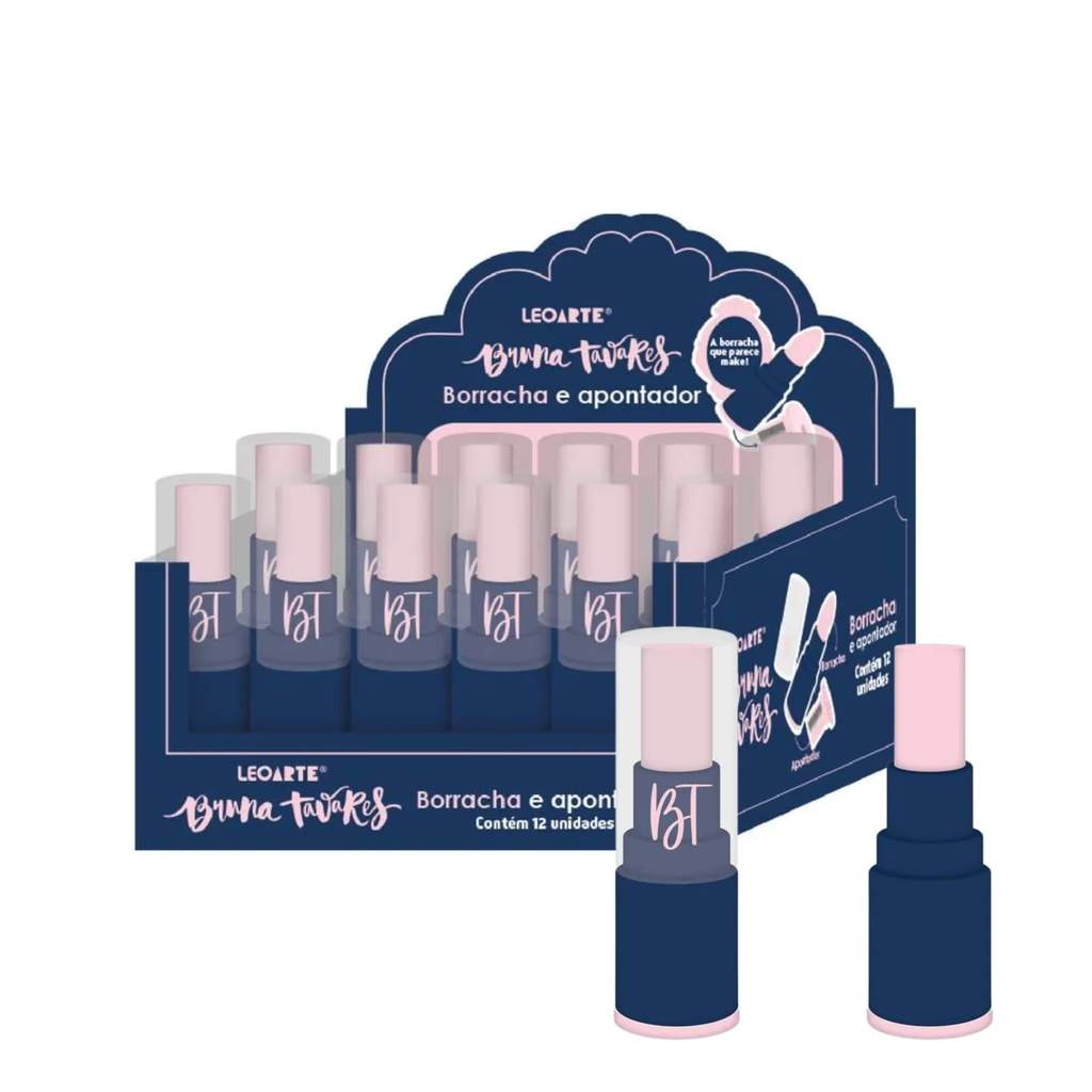 Borracha e Apontador com Deposito Bruna Tavares - Display com 24 Und. Leo&Leo Leonora - 10624