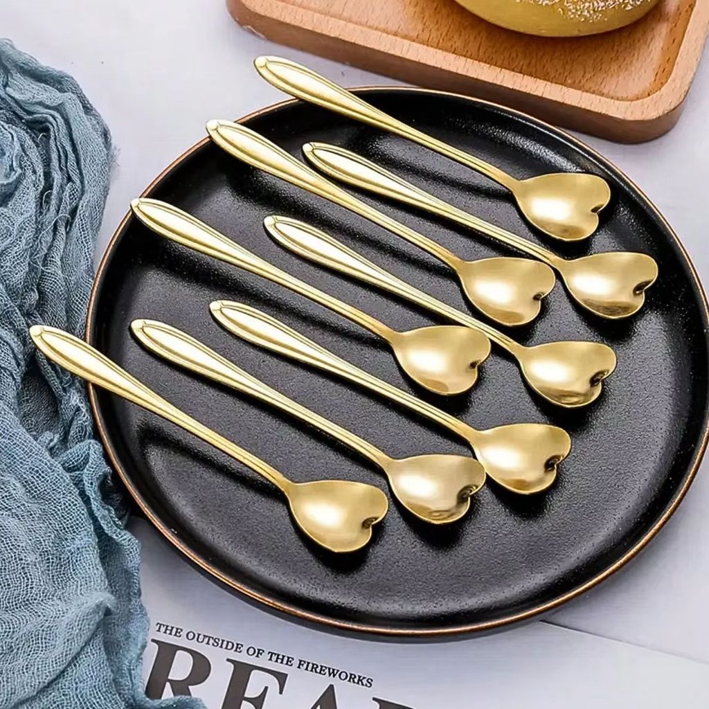 Minicolher Coração Fofa para Cozinha Mesa Posta Douradas Café Sobremesa Chá Aço Inoxidável em Oferta na Shopee