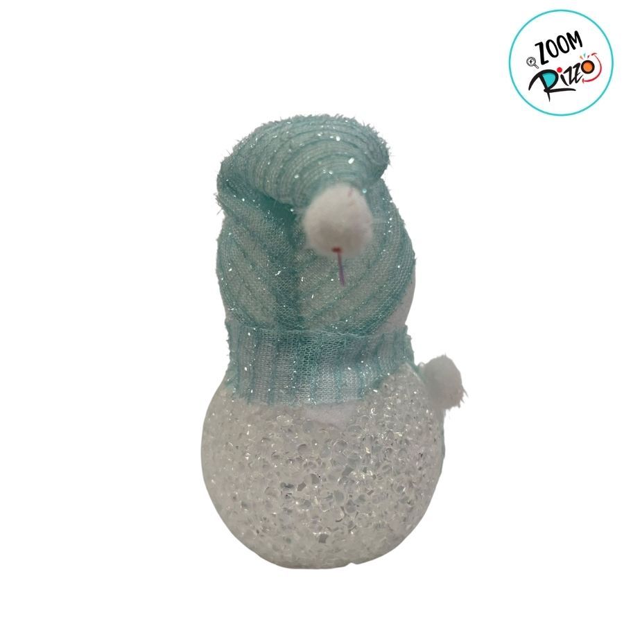 Detalhes do Enfeite Decorativo de Natal com Luz - Boneco de Neve com Cachecol - Azul - 18cm - 1 unidade - Rizzo
