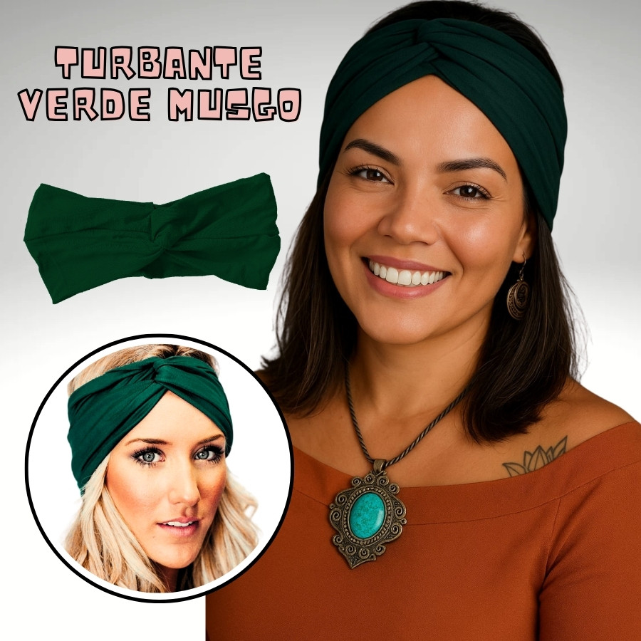 Turbante Verde Musgo Faixa Tiara para Cabelo Moda Acessório Feminino Confortável