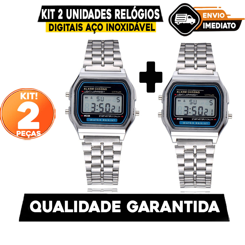 Kit Combo 2 Relógios Digitais Aço inoxidável