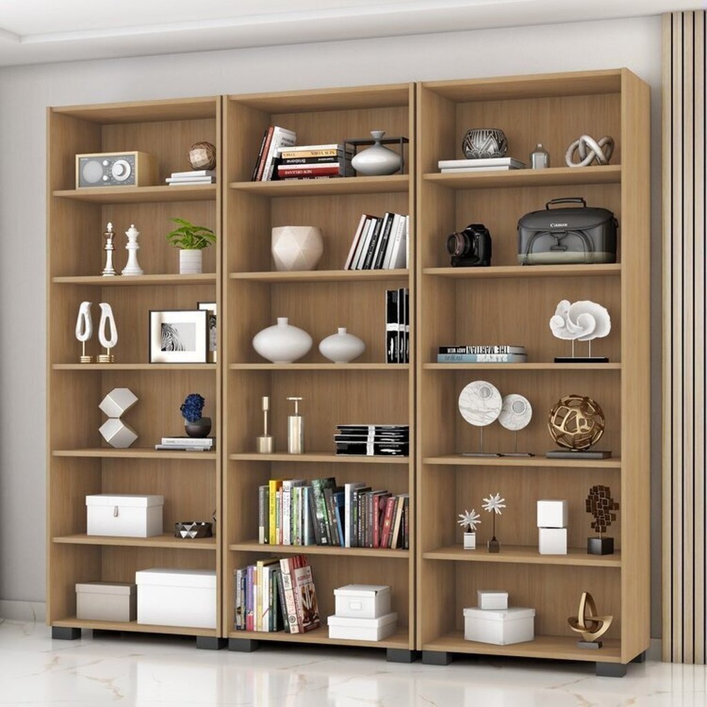 Kit 3 Estantes para Livros 5 Prateleiras 188cmx181,5cm Office Freijó em Oferta na Shopee