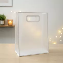 Sacola Transparente Fosca Pvc Alça Plana Branco - 27x21x11cm - 12 unidades - Rizzo