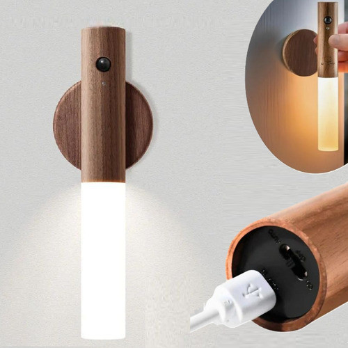 Lampada Luminaria De Parede Detector De Movimento Arandela Madeira Decorativa — imagem 2 de 2
