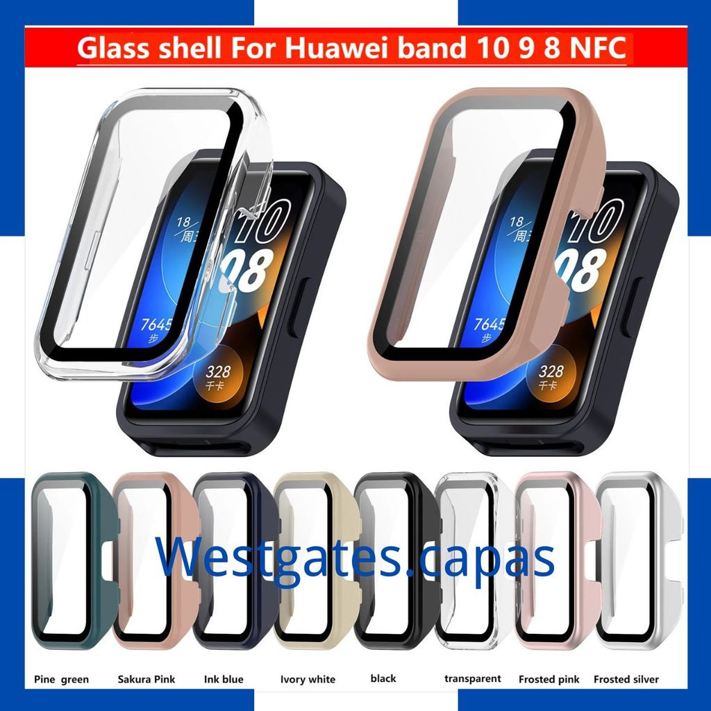 Capa case Acrilico com Pelicula de vidro Protetor de tela Para Smartwatch HuaWei Band 10 9 8