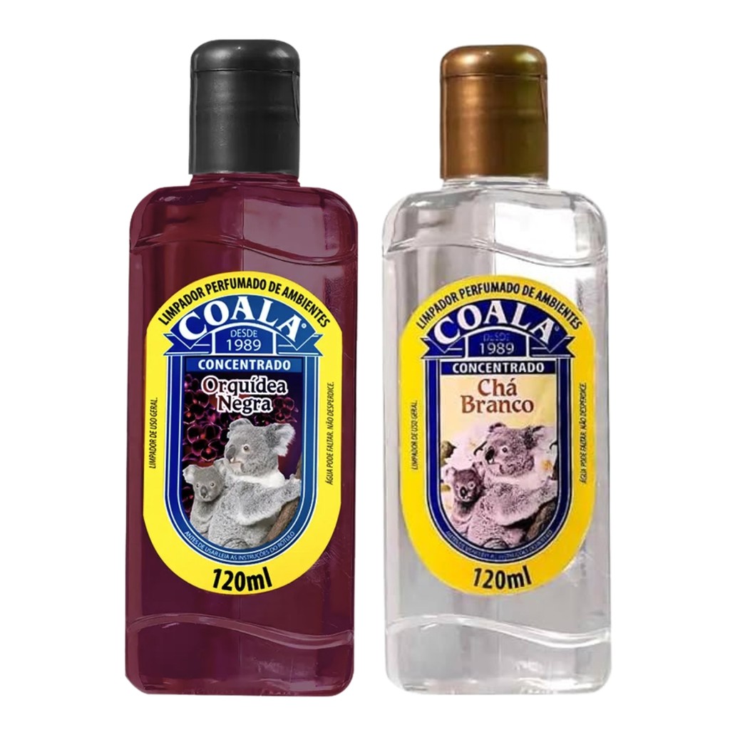 KIT C/2 LIMPADOR PERFUMADO COALA CHÁ BRANCO + ORQUÍDEA NEGRA 120ML em Oferta na Shopee