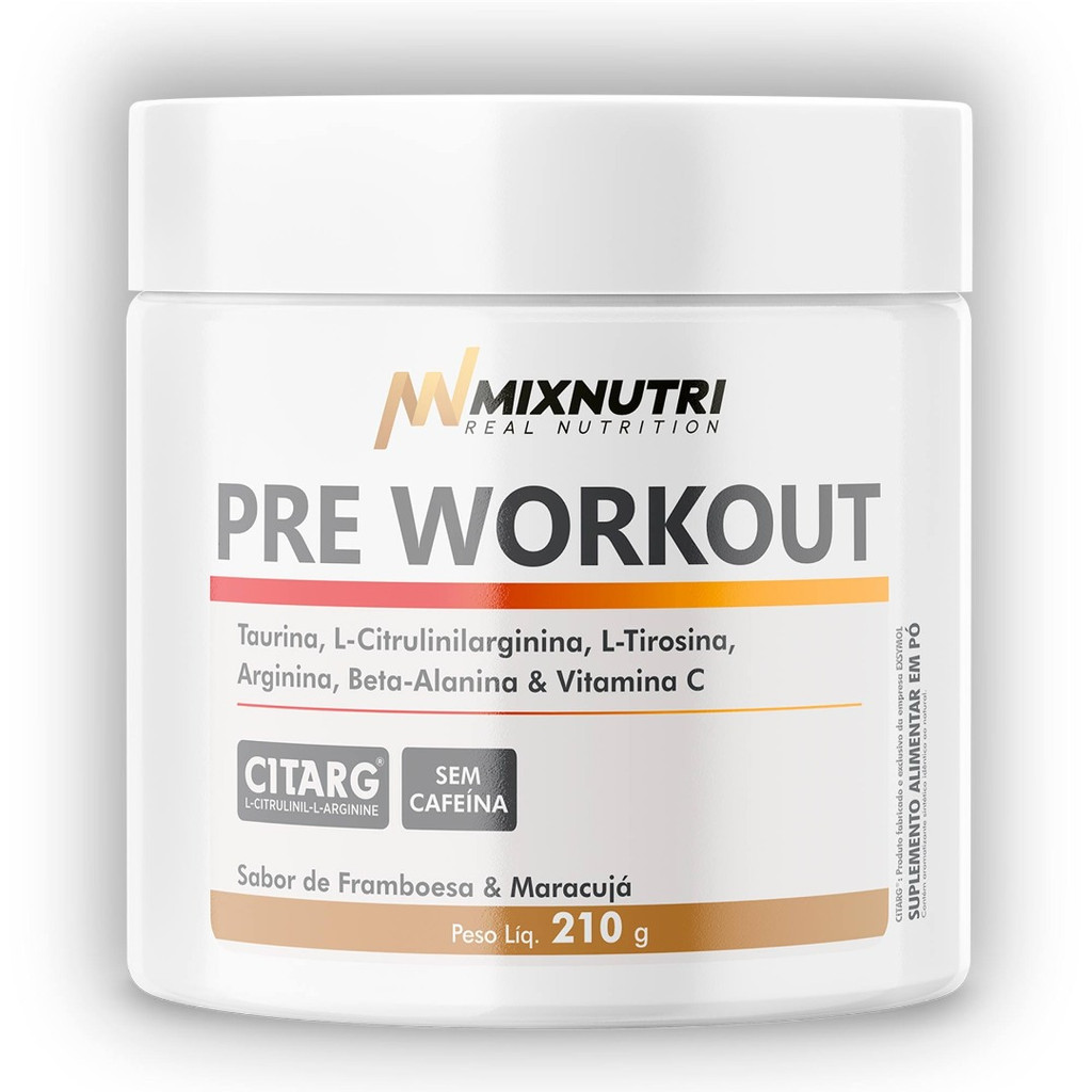 PRE WORKOUT S/ CAFEINA S FRAMBOESA C MARACUJA 210G MIX NUTRI