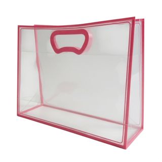 Sacola Transparente Fosca Horizontal Pvc Alça Plana Rosa Claro - 22x30x9cm - 1 unidade - 1 unidade - Cromus - Rizzo em Oferta na Shopee