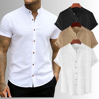 Camisa Masculina Gola Padre Social Manga Curta Premium em Oferta na Shopee