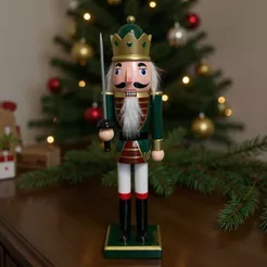 Soldado de Chumbo de Madeira com Espada - 38cm - Vermelho e Verde - 1 unidade - Artlille - Rizzo