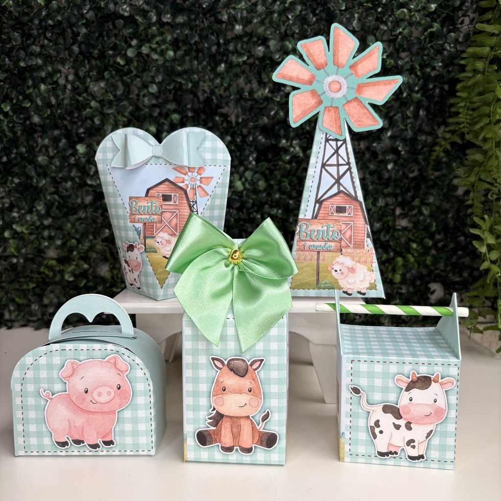 Kit Festa Fazendinha Verde Caixinhas Milk Lembrancinhas Personalizada Mêsversario L Pegue e Monte em Oferta na Shopee
