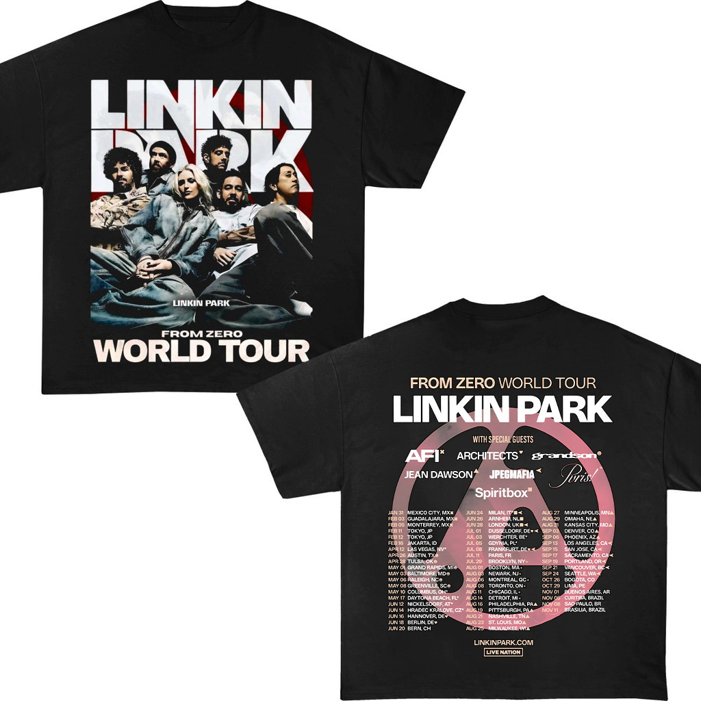 Camiseta Unissex Oversized Plus Size Feminina Masculina Unissex Linkin Park World Tour Premium em Algodão Puro