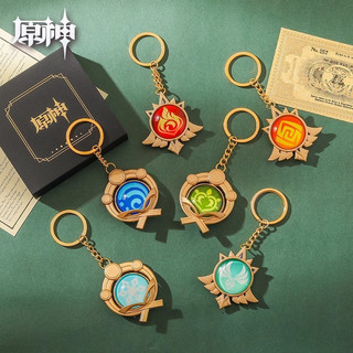 Novo Jogo Genshin Impact Chaveiro Visão Luminosa 7 Elemento Arma Deus Olhos Brinquedo Porta-Chaves Pendentes Carro Prese