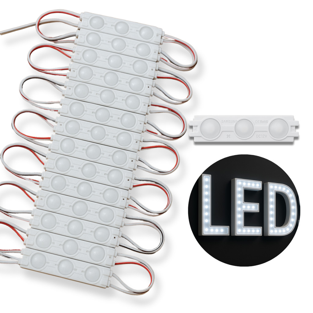 60 pçs Módulo De Led Injetado Lente 160º 3 led 6011 12v 30w Branco frio LED 2835 em Oferta na Shopee