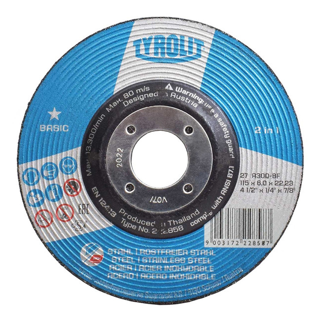 Disco de Desbaste 4.12" para Aço Carbono e Inox 115 x 6.0 x 22.23mm Tyrolit Basic 222858 em Oferta na Shopee
