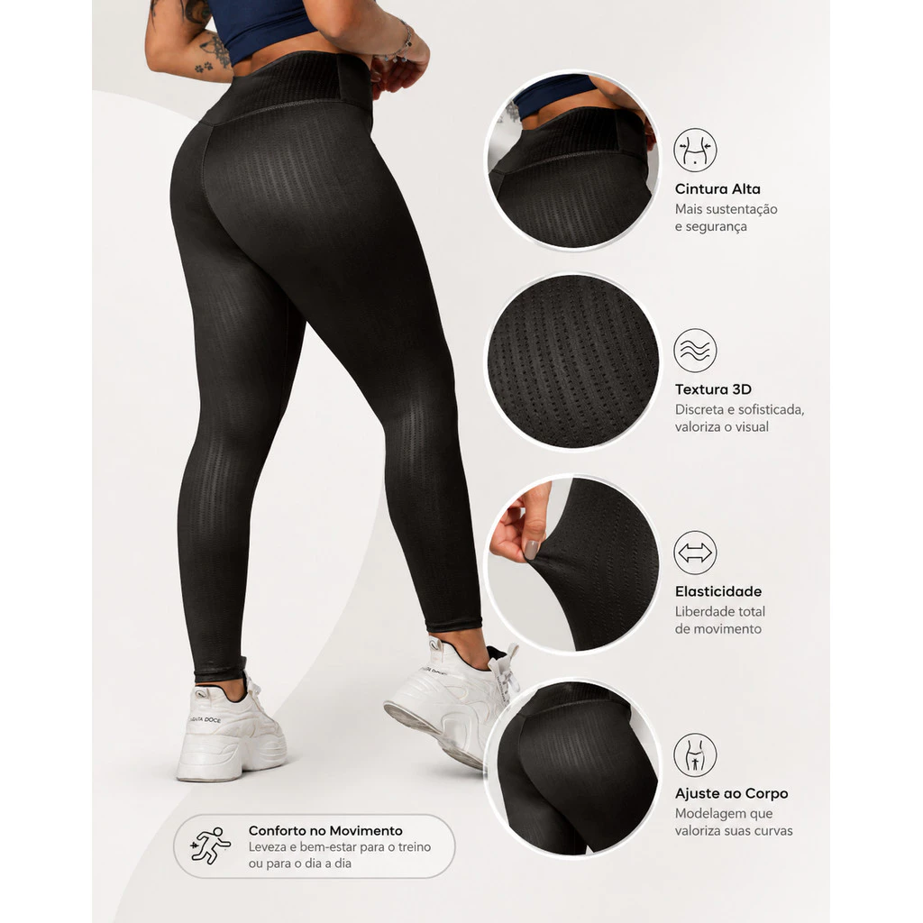 Calça Feminina Legging 3D Academia Estilosa Dia a Dia Poliéster — imagem 1