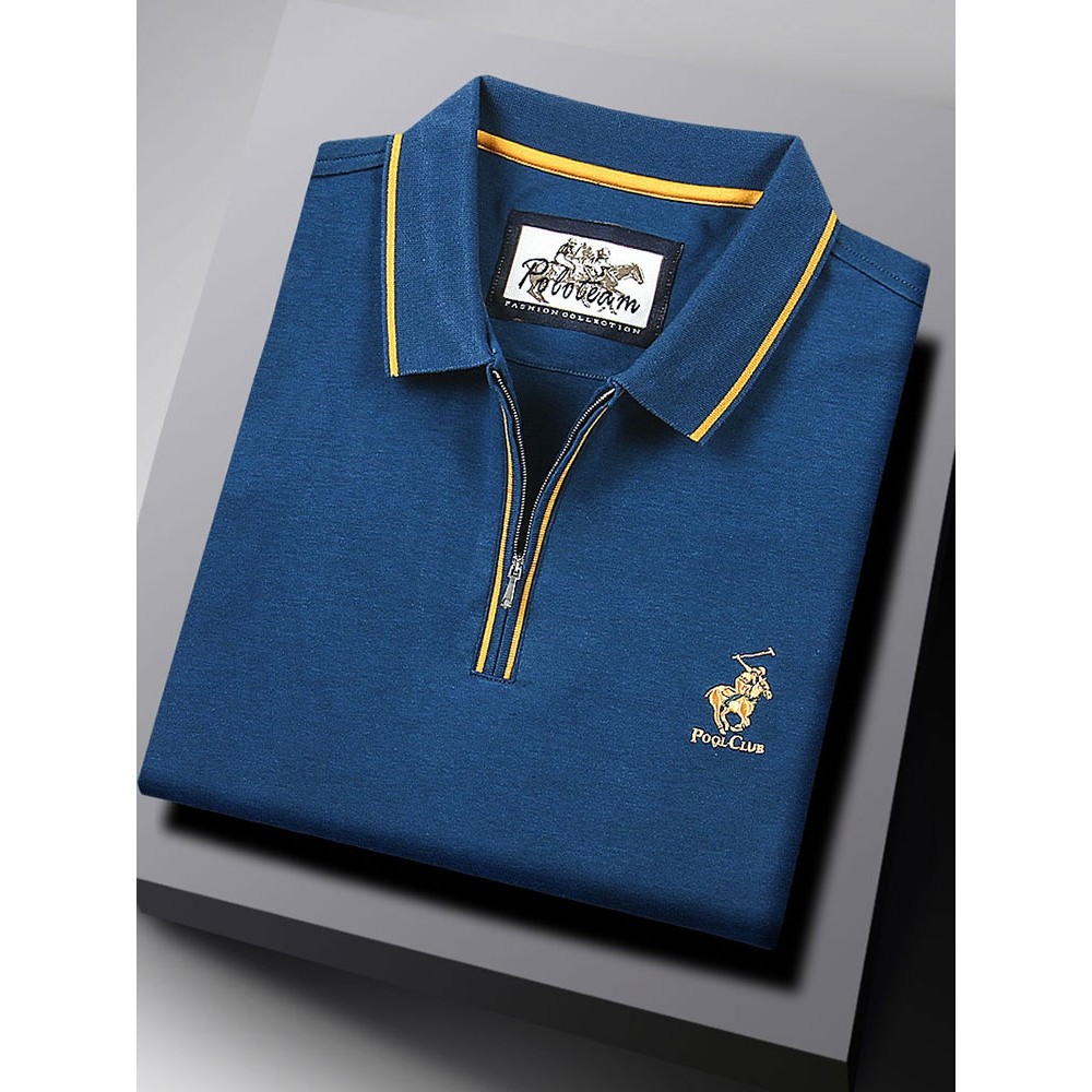 Marca High-End roupas masculinas lapela verde escuro manga comprida camiseta masculina Casual solto tamanho grande roupa
