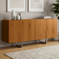 Aparador Buffet Para Sala de Jantar 4 Portas 160cm Pés Industrial Benita N01 Cinamomo Champanhe - Lyam Decor