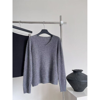 JAYT Outono Inverno Atmosfera Suave Sensação Com Decote Em V Suéter De Lã Solta Elegante Delicado Pele Leve Lã Macia