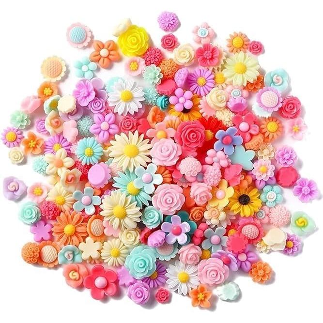 Mini Flores para Artesanato, Charms de Flores Margaridas em Cores Variadas, Charms de Slime com Base Plana, Charms Fofos