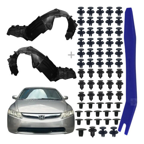 Kit Parabarro Lameiro Vão de Roda Dianteiro Para Honda Civic 2007 até 2011 Todos