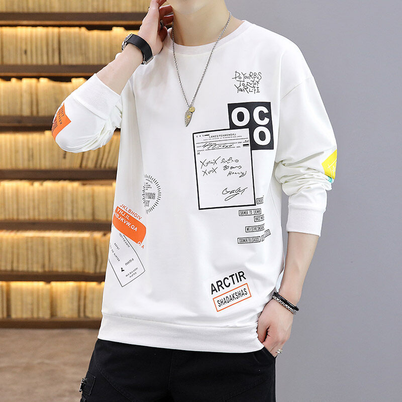 Verão novo estilo fino roupas masculinas topo roupas gradiente de manga comprida camiseta masculina primavera outono rou