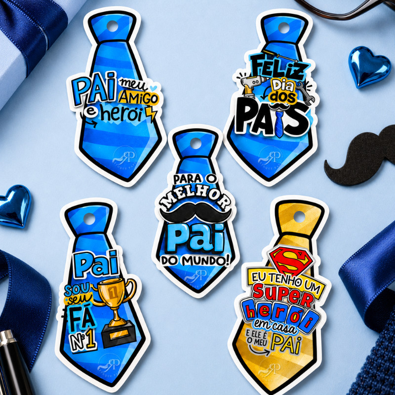 Detalhes do Cartão/Tag ou Adesivo Gravata - Feliz dia dos pais / Mimo dia dos Pais - O melhor pai do mundo / Pai