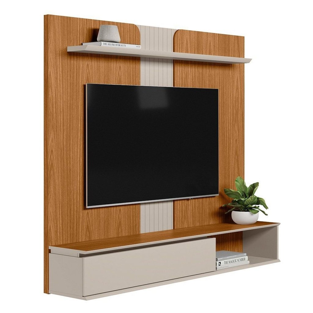 Painel para TV até 65 Polegadas MDF 160CMX136CM Friburgo Marrom — imagem 2 de 2