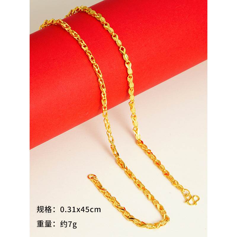 Colar de ouro de areia feminino em forma de coração colar vietnã areia ouro senhoras colar longo não desbota banhado a o