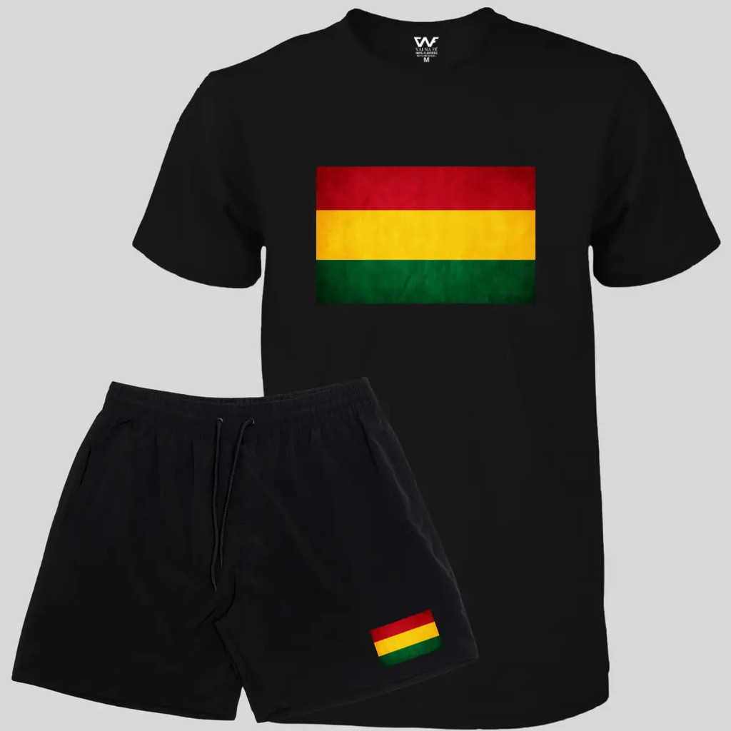 Conjunto Reggae Short Masculino Elastano+ Camiseta Masculina
