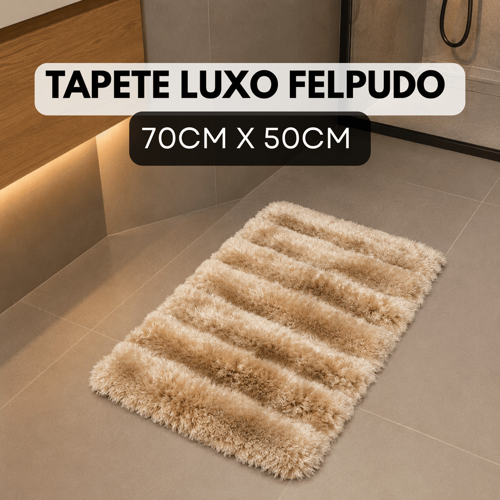 Tapete Felpudo 50x70cm Antiderrapante Luxo Premium Europeu Macio - Cores Variadas