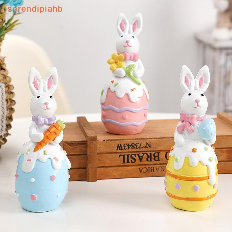 Decorações de Páscoa em Forma de Coelho Fofo, Decorações de Ovos de Resina em Estilo Cartoon, Decorações para Mesa de Sa