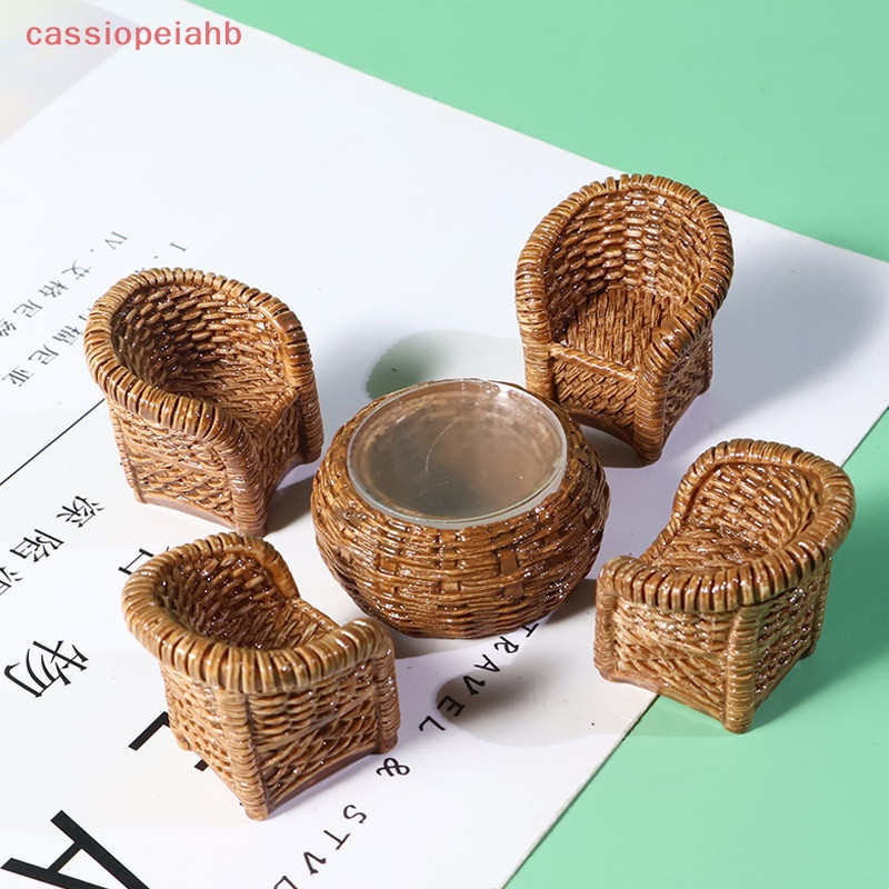 1 conjunto de mini móveis para casa de bonecas, modelo de simulação de cesta de peixe, mesa, cadeira e acessórios para c