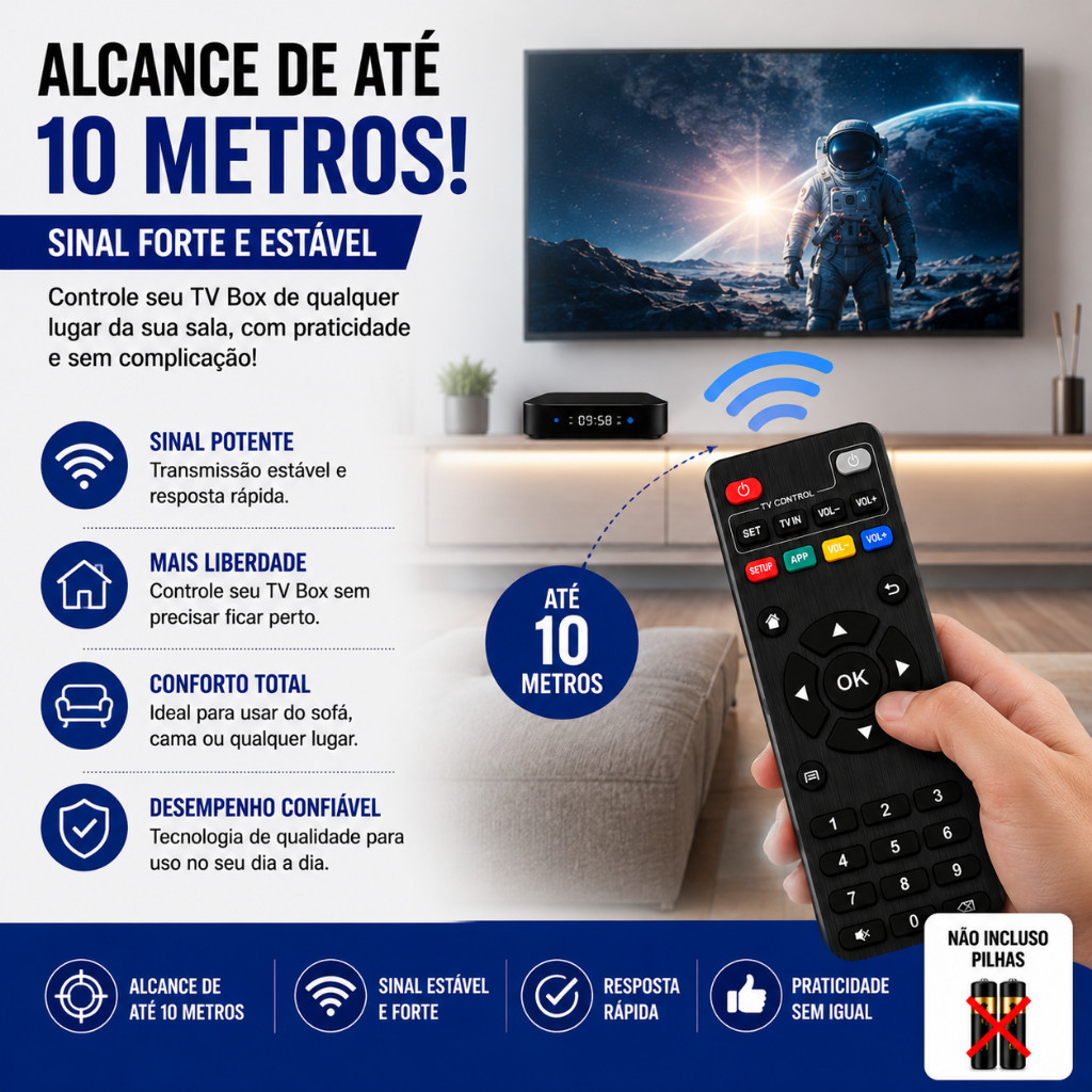 KIT Controle Remoto Para Tv Botões Inteligentes Box — imagem 2 de 2