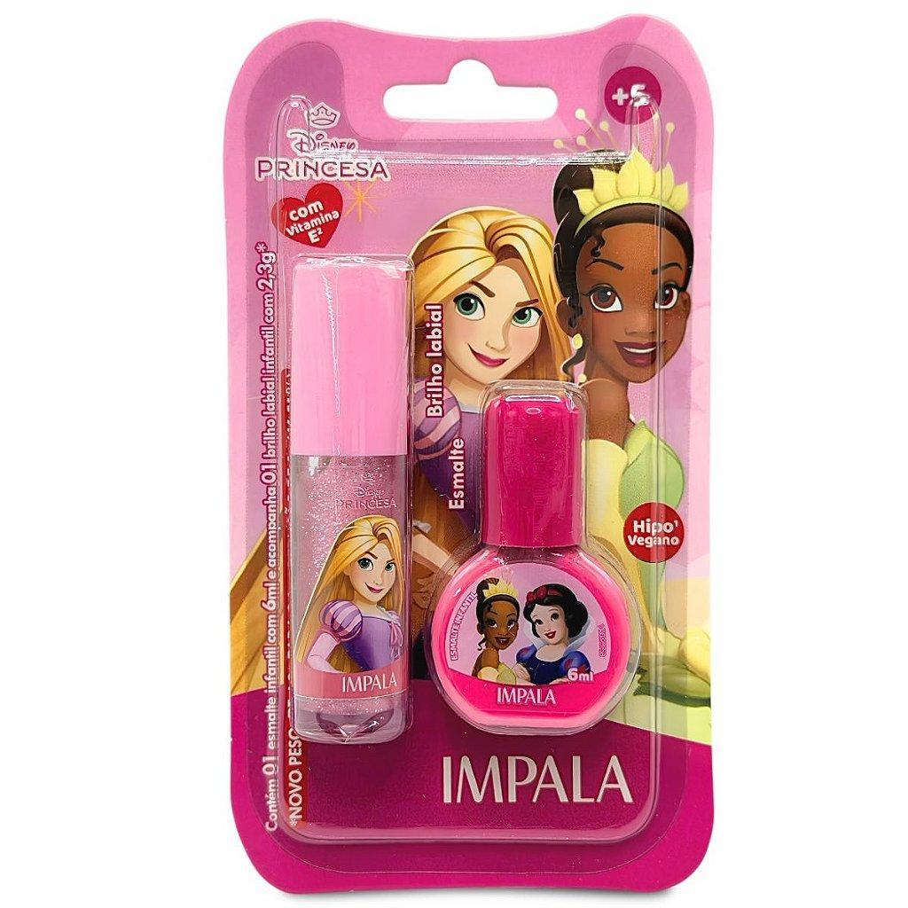 Kit Impala Princesas: 1 Esmalte e 1 Brilho Labial.