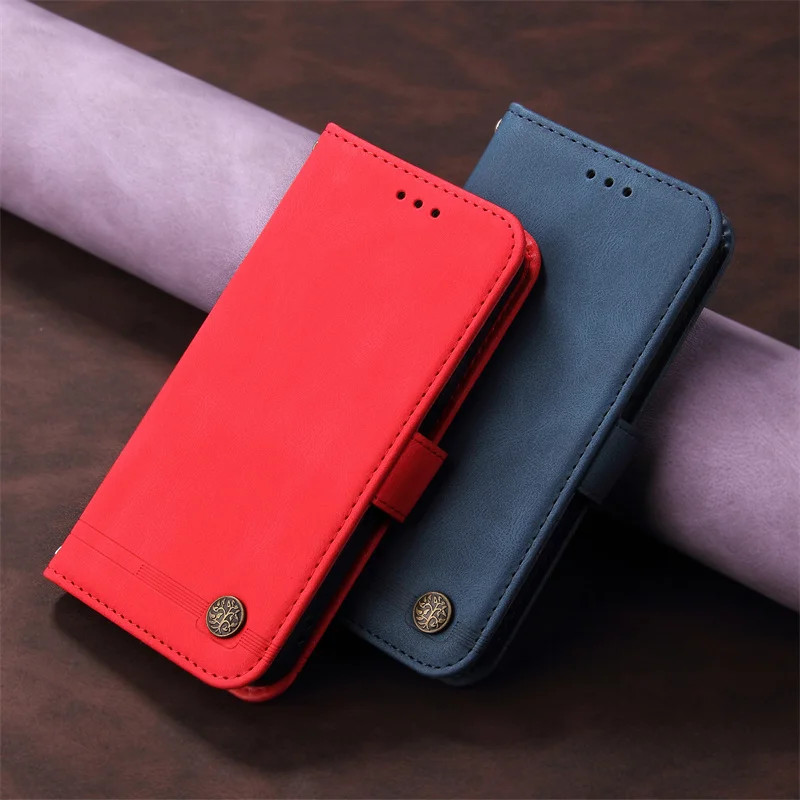 For Samsung Galaxy S26 Pro S25 Edge S24 S23 S22 S21 FE Ultra Plus Skin Feel Flip Cover Wallet Leather Case