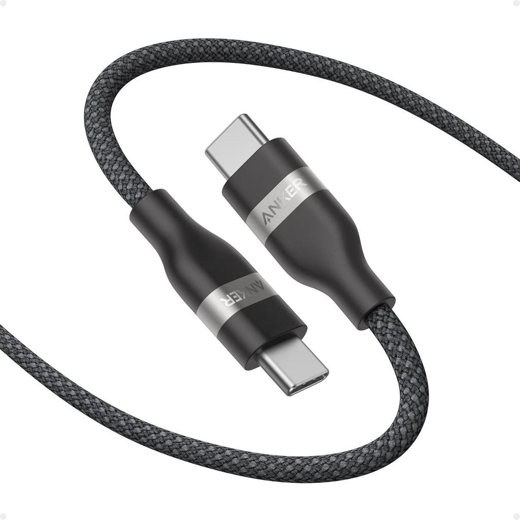 Cabo USB C Anker, 240W, Cabo Trançado Flexível Multicolorido, Carregador Tipo C de Carregamento Rápido para a Série