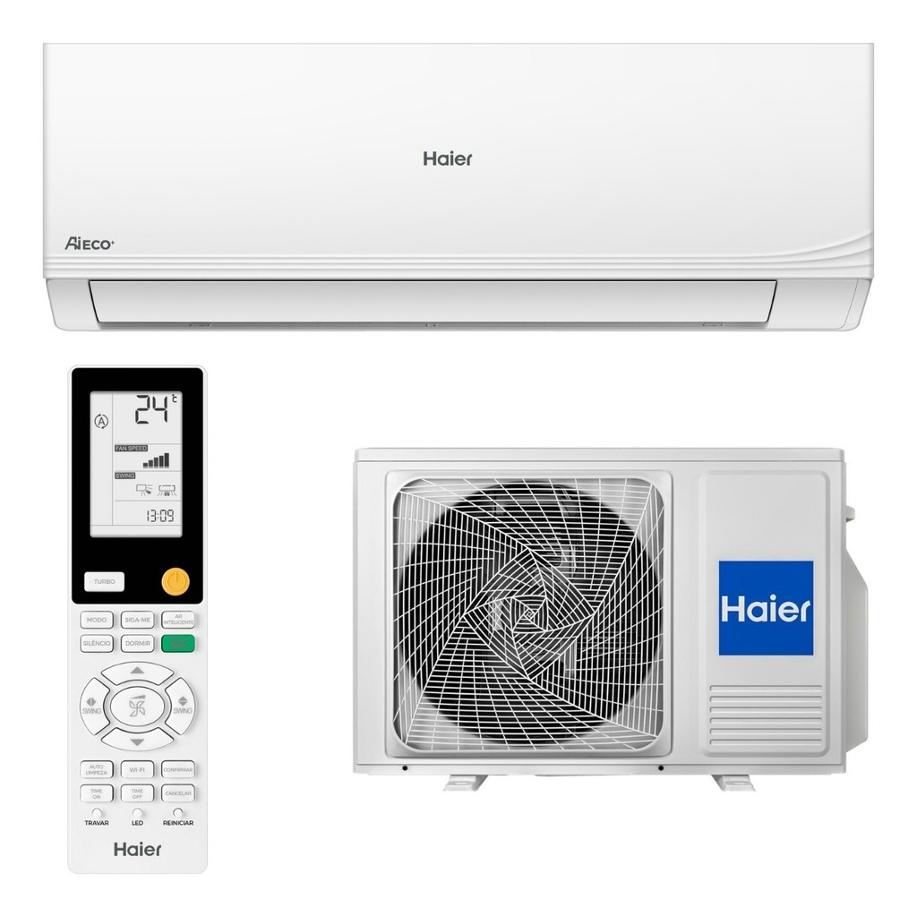 Ar Condicionado Split Hi Wall Haier 12000 Btu/h Inverter Frio Active Cool Wi-fi Hsqb-12rc1map Branco 220v