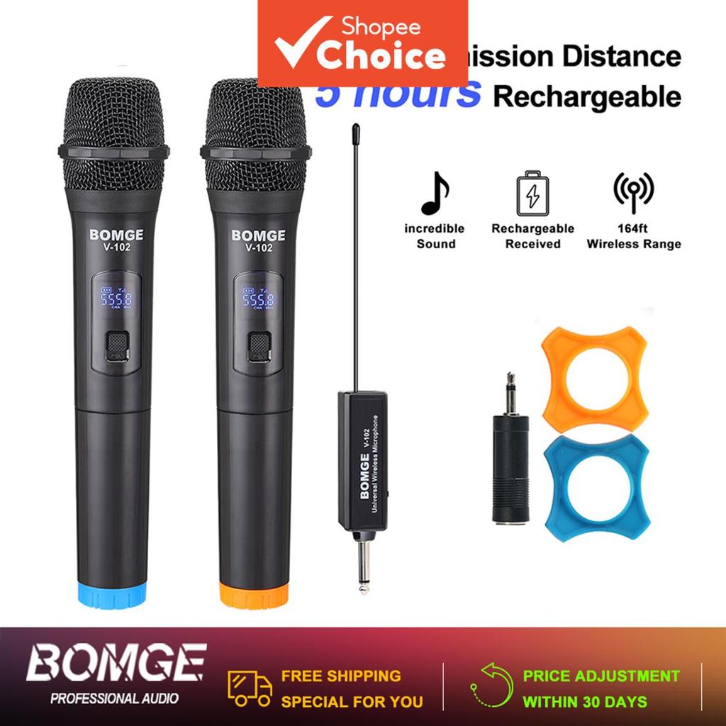 BOMGE V102 Sistema de Microfone de Mão Sem Fio com Receptor KTV para Festa e Palco Profissional