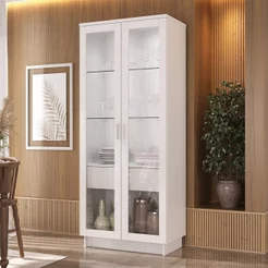 Cristaleira 2 Portas 1 Gaveta com LED 8600 Branco