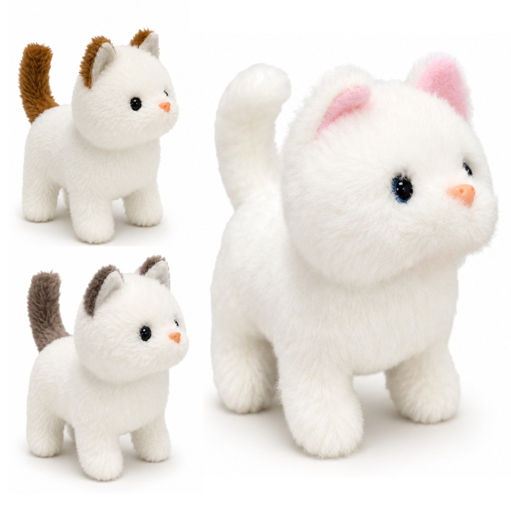 Brinquedo Pelúcia Gato Branco C/ Movimentos a Pilha - Castela