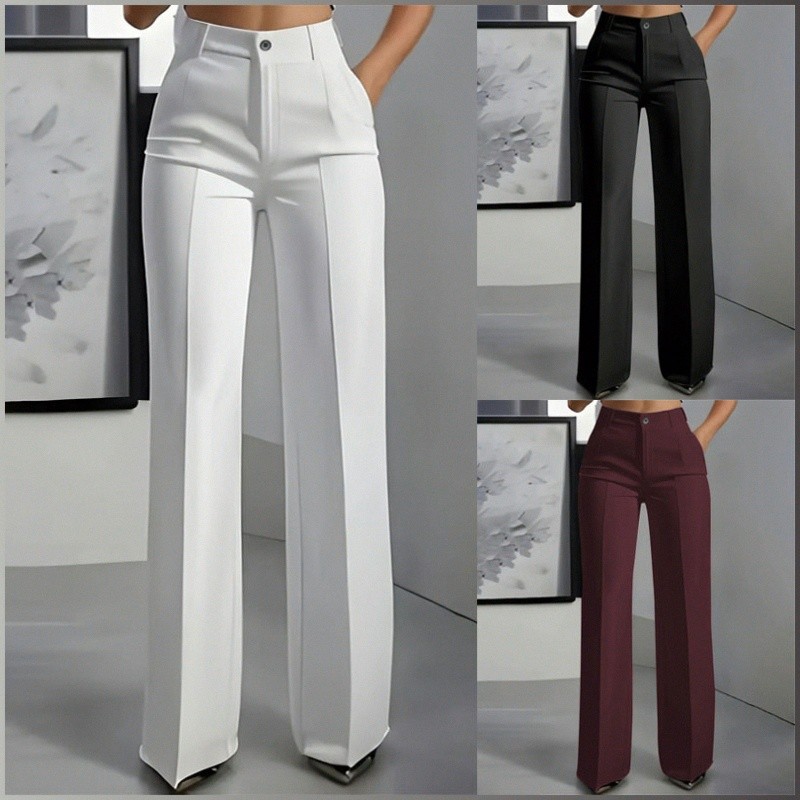 [Cintura Alta Confortável] [Estilo Moderno] [Cintura Alta Elegante] Calça Social/Calça Reta/Moda Feminina Casual/Calça d