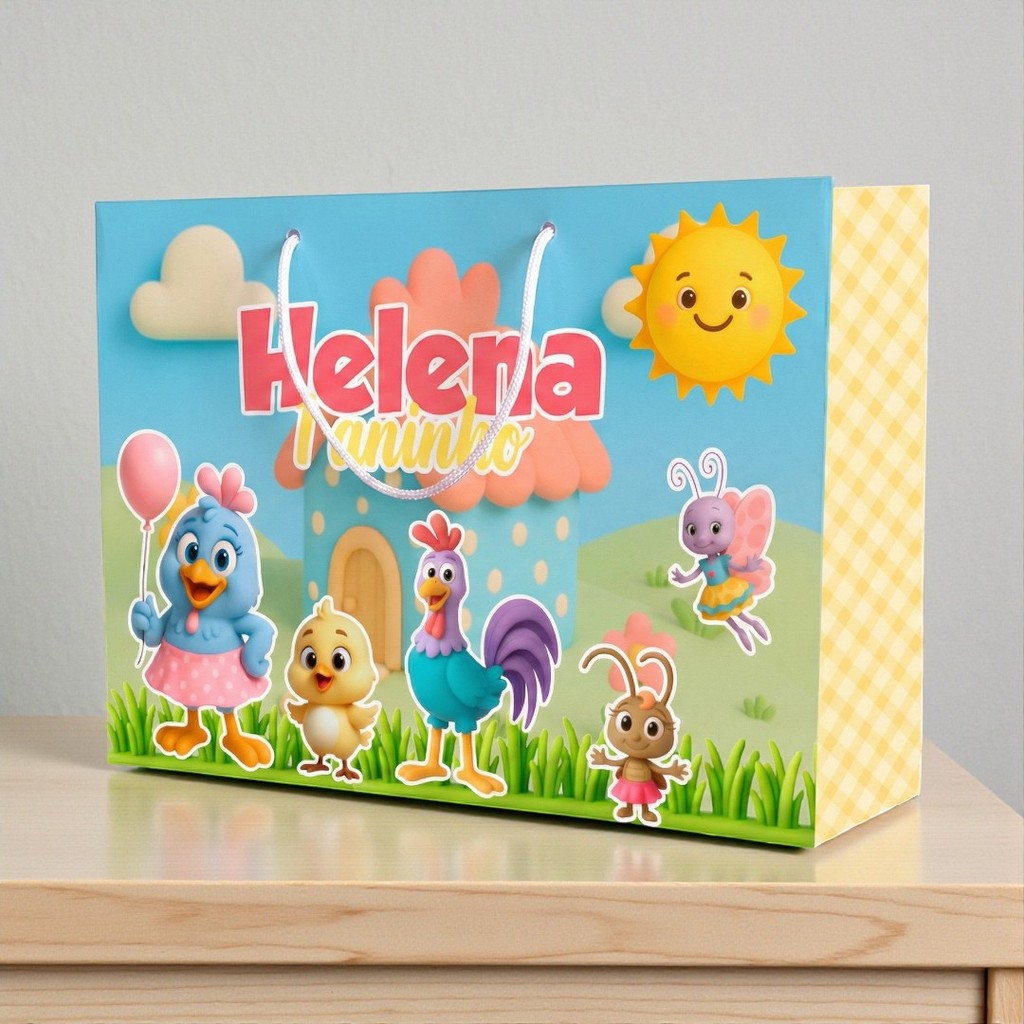 SACOLA GALINHA PINTADINHA CUTE  Personalizado | Sacolinha | Lembrancinha | Mimos | Aniversário GALINHA PINTADINHA CUTE
