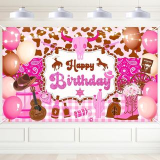 Banner de Aniversário Avezano Cowgirl Ocidental, Tema Faroeste, Decorações para Festa de Aniversário, Fundo para Fotogra