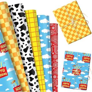 Papel de Embrulho LaVenty para Artigos de Festa, Papel de Embrulho Tema Cowboy, Papel para Artesanato DIY Tema Deserto p