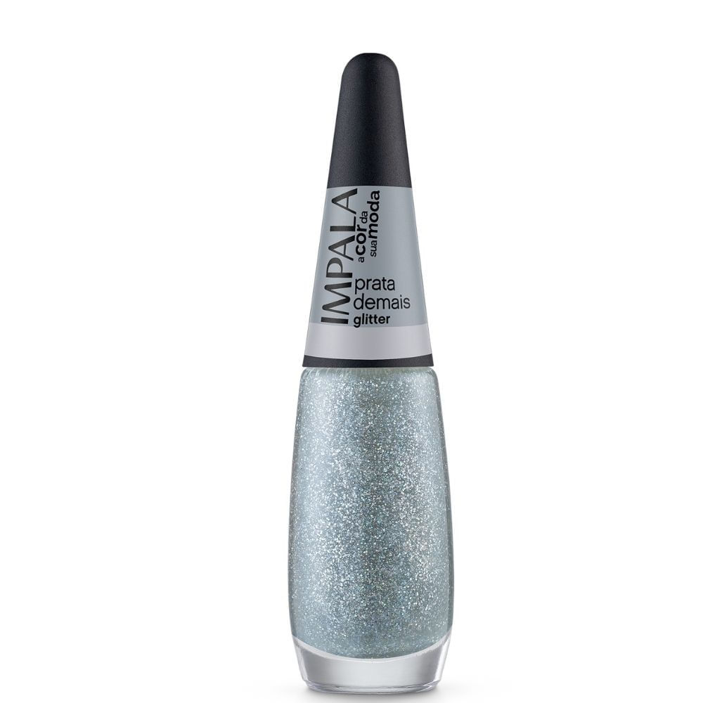 Esmalte Impala A Cor da Sua Moda Glitter Cor Prata Demais 7,5ml