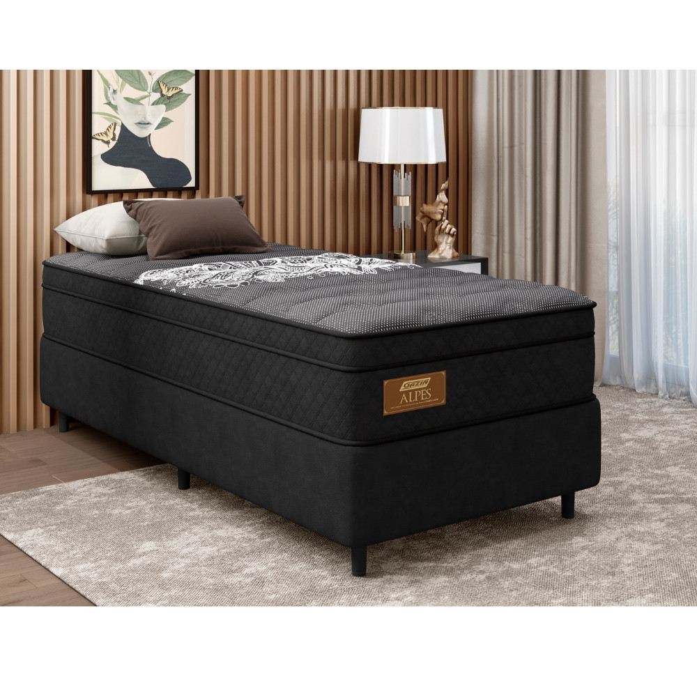 Cama Box Solteiro 88cm Molas Ensacadas Alpes Gazin e Base 2CEN