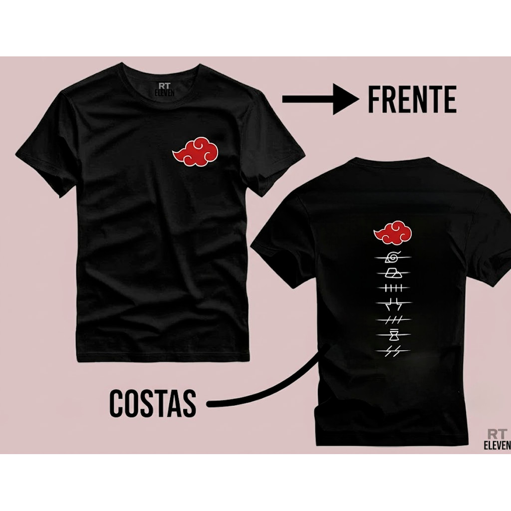 Camiseta Masculina Akatsuki Itachi Pain Naruto Camiseta Unissex 100% Algodão Masculina feminina infantil e plus size